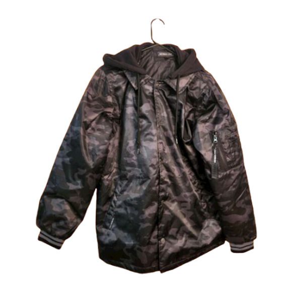 Members Only Men's Twill Coach Jacket with hood Color grey/camo Size Medium - Picture 3 of 6